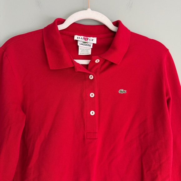 Lacoste Devanlay Vibrant Red Classic Preppy Collared Long Sleeve Polo Shirt - Picture 5 of 15